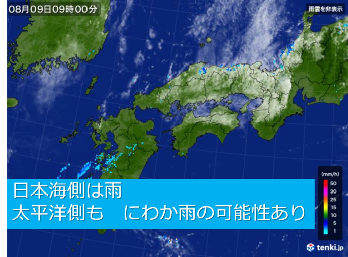 日本海側中心に雨
