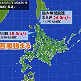 北海道　強い南西風で気温上昇　最大瞬間風速　宗谷岬で24.0メートル