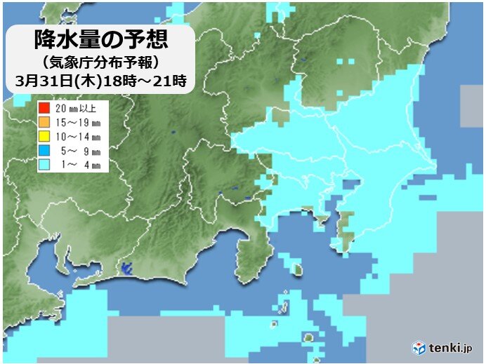 31日(木)の関東　北部は昼頃から雨　夜は気温が急降下　冷え込みが強まる