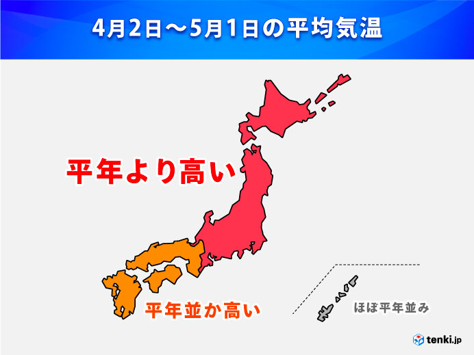 この先1か月全体　北・東日本を中心に高温