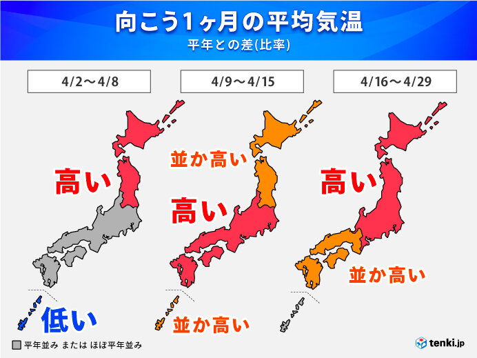 北日本は桜開花が進む暖かさ　東・西日本は4月中旬から季節が加速　1か月予報