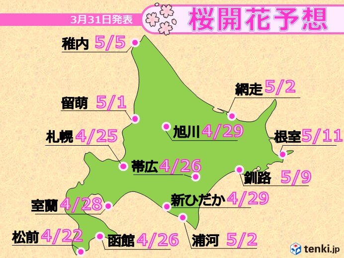 3～4週目(4月16日～29日)　桜前線、いよいよ北海道へ