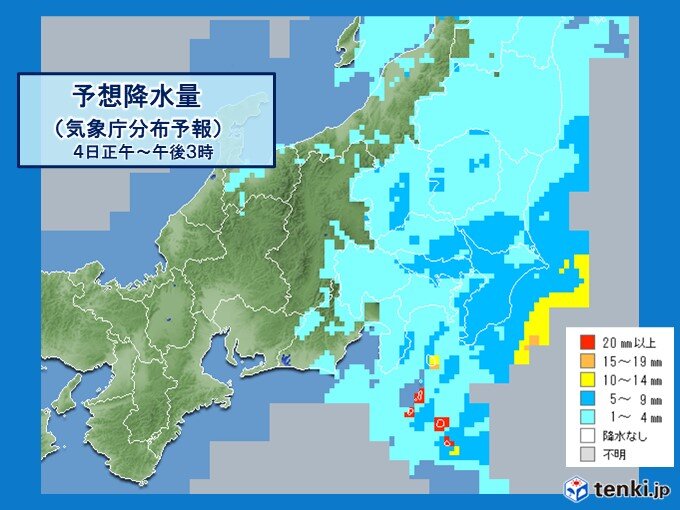 きょう4日　午後も本降りの雨