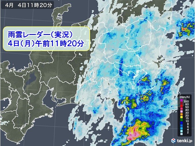 雨の月曜日 東京都心も本降りの雨 帰宅時間帯は雨風強まる 気象予報士 石榑 亜紀子 22年04月04日 日本気象協会 Tenki Jp