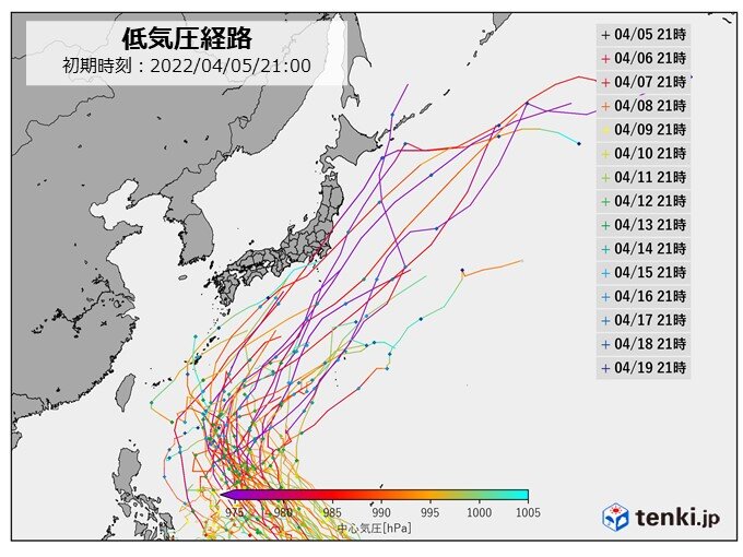 低気圧の進路予測