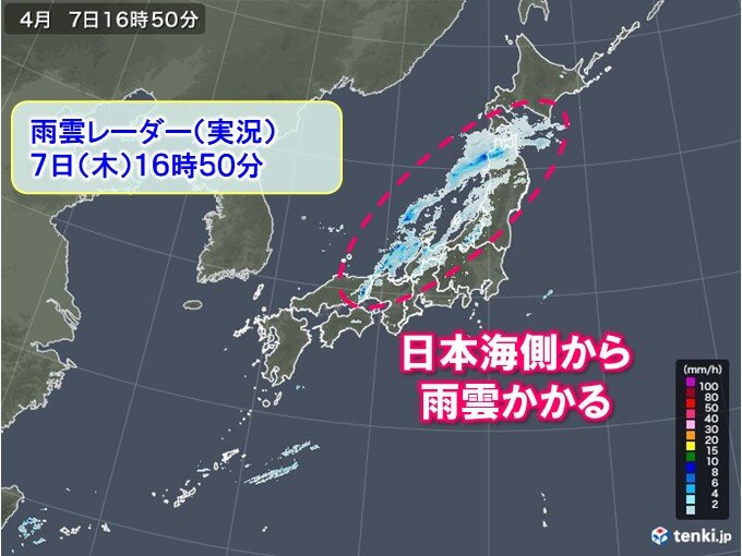 大気不安定　きょう7日夜は北陸や東北で雷雨　関東も一時雨の所も