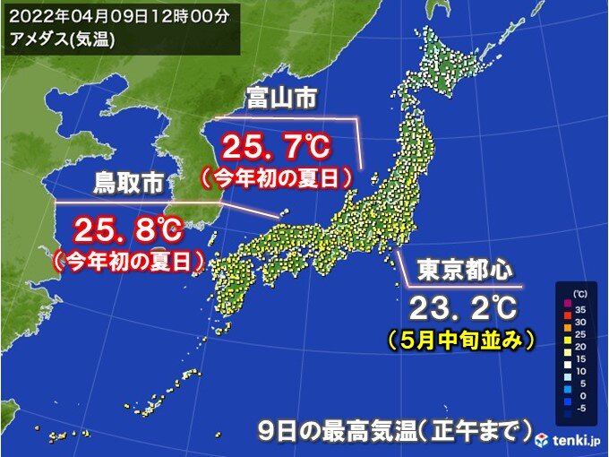 鳥取市や富山市で夏日　各地で気温上昇中　本格的な夏を前に「暑熱順化」を(気象予報士 日直主任)