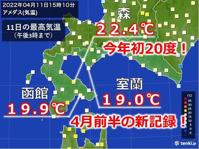 北海道　今年初の20度以上に!　明日はもっと気温が上がる?