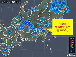 山梨県で約100ミリ　記録的短時間大雨