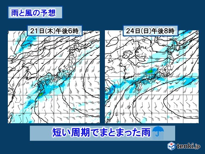 来週にかけて短い周期で雨　ゴールデンウィークも天気変わりやすく　夏日の所も