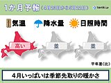 北海道の1か月予報　4月中は季節先取りの暖かさ続く
