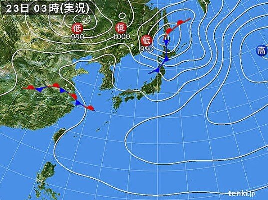 23日(土)　各地の天気