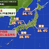 雨雲迫る中　九州や四国で30℃近い暑さの所も　大阪は今月8回目の夏日に