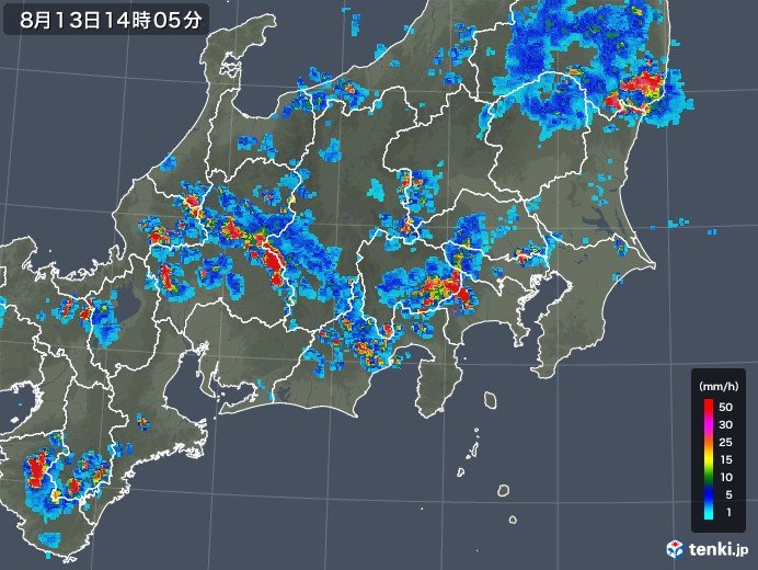 関東に活発な雷雲　非常に激しい雨の恐れ