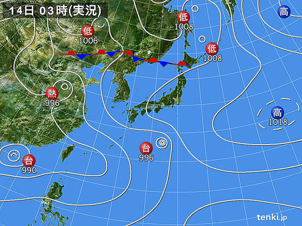 14日も天気急変に注意　九州には台風接近