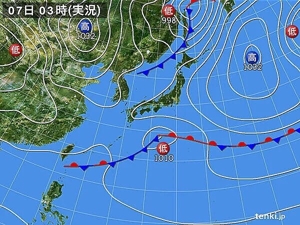 本州の南に低気圧　日本海からは前線が近づく