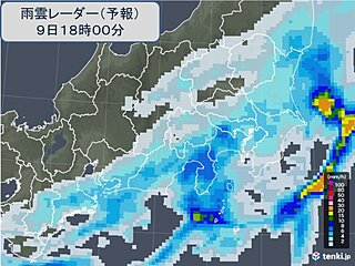 関東　沿岸部に雨雲かかる　東京の午前11時の気温16℃台　午後は雨のエリア広がる