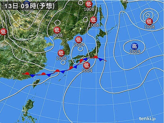 13日　梅雨前線北上