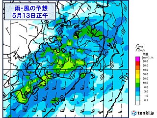 近畿・東海・関東　13日と14日は大雨のおそれ　ピークは2回　雨が弱まっても警戒