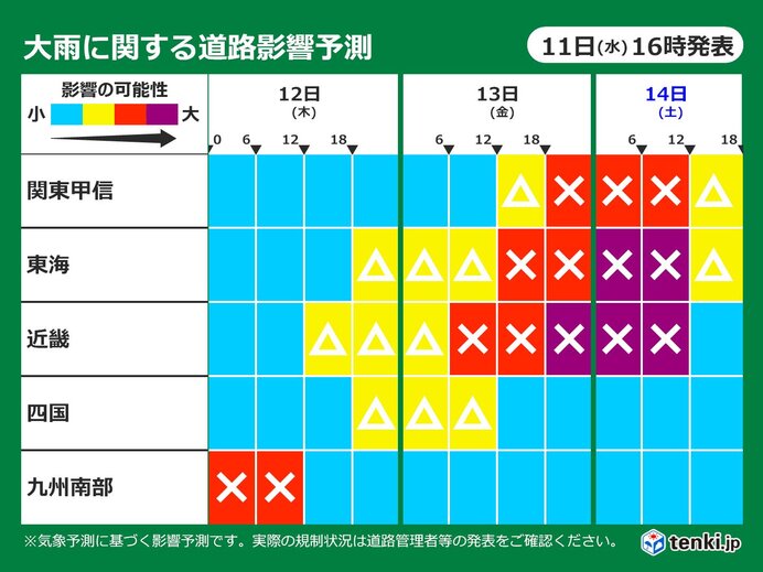 前線北上　週末にかけ梅雨入り前の大雨　道路への影響は