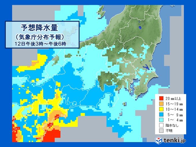 夕方から東海は本降りに　次第に関東でも雨