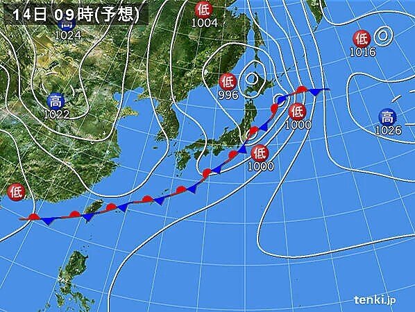 雨のピークは今夜から14日(土)朝にかけて