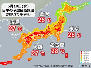 各地で気温上昇　東京都心は4日ぶり　大阪は1週間ぶりの夏日か　暑さ対策を