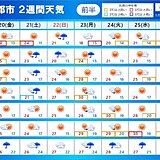 2週間天気　梅雨入り前の晴れ　カラッとした暑さ　来週後半から前線北上する可能性