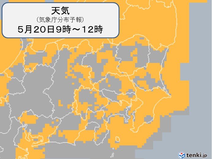 20日(金)の関東　夕方以降はにわか雨や雷雨　暑さ続く　湿度はきのうより高くなる