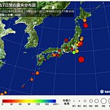 過去7日間の地震回数　きのうは最大震度5弱　きょうは最大震度3の地震を2回観測