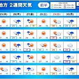 東海地方　晴れの天気は一旦あす25日まで　26日～27日は広く雨　雷雨にも注意