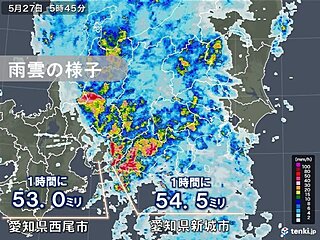 東海で非常に激しい雨　5月の1位を更新　雨雲は東へ　関東甲信～北海道も大雨の恐れ