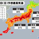 日曜日は厳しい暑さ　関東で猛暑日も　東京や大阪など今年初の真夏日に　熱中症対策を