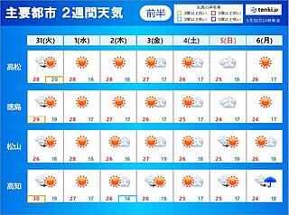 四国　2週間天気　梅雨入りはいつ頃?