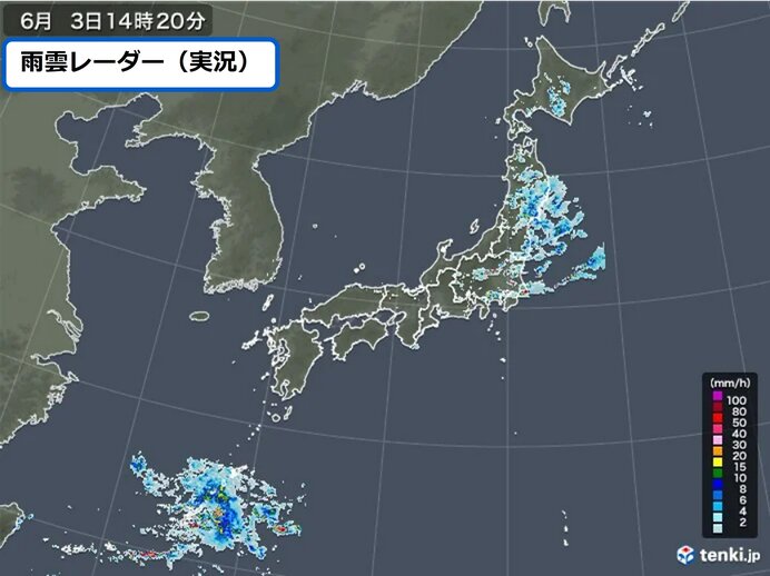沖縄で「非常に激しい雨」や「激しい雨」を観測