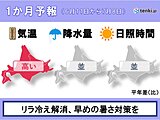 北海道の1か月予報　気温は平年より高く、日々の変動も大