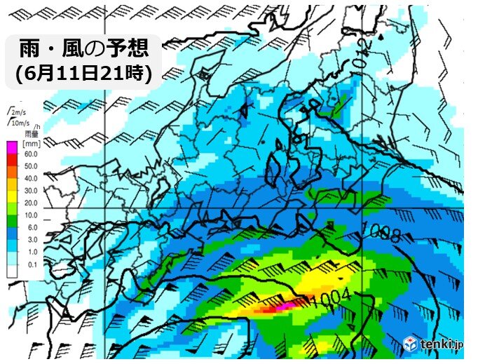 11日(土)から12日(日)　局地的に雨の降り方が強まりそう