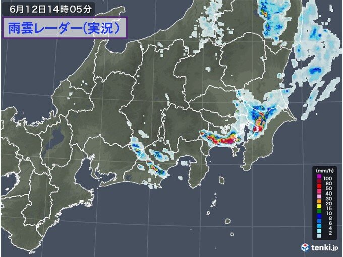 関東南部に発達した雨雲