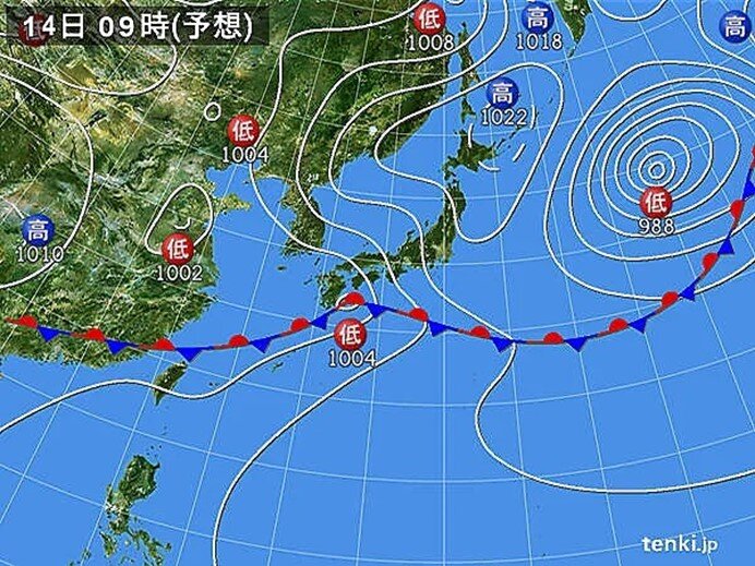 きょう14日(火)の天気