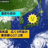 東京都心も30度に届かず　広く9月並み