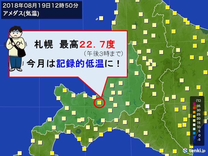 札幌 8月中旬は記録的低温に 気象予報士 岡本 肇 18年08月19日 日本気象協会 Tenki Jp