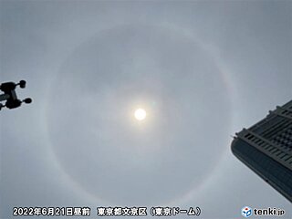 東京都心に「ハロ」出現　天気下り坂のサイン　午後は急な雨や雷雨に注意