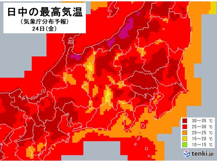 あす24日(金)　日差し戻る　30℃以上の真夏日の所も