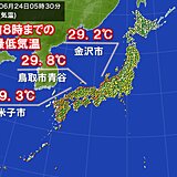 暑い朝　今朝の最低気温　日本海側で30℃近い所も　金沢市や米子市で29℃台