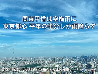 関東甲信は空梅雨に　東京都心は平年のおよそ半分の降水量