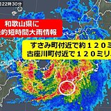 和歌山県で記録的短時間大雨情報