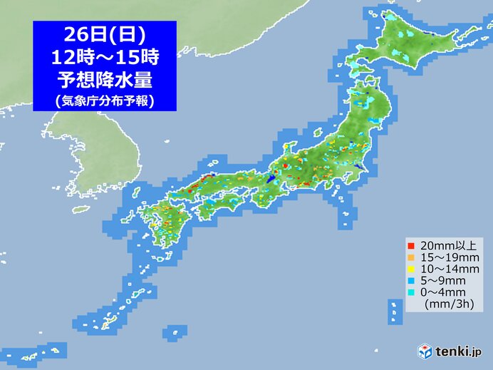 局地的に雨雲・雷雲が発達