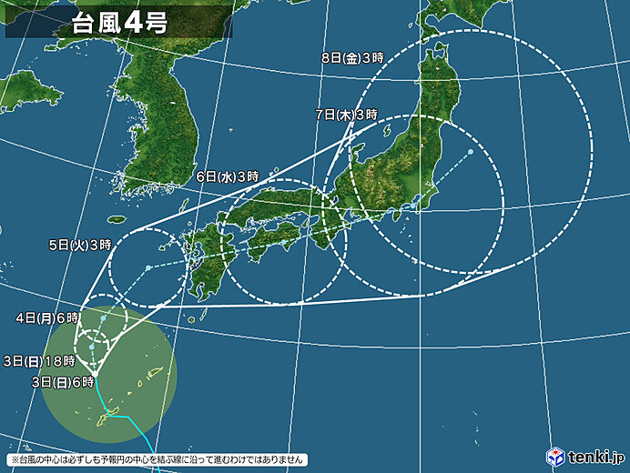 台風4号　5日に九州に接近・上陸か　西・東日本の太平洋側を中心に広く大雨の恐れ