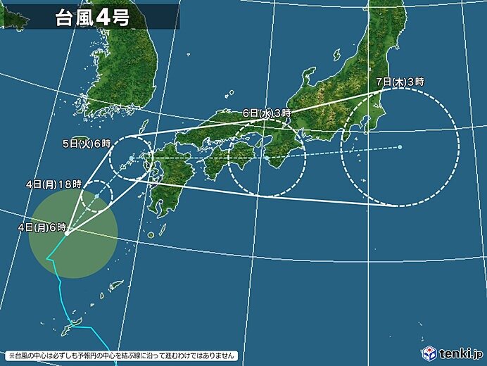 台風4号　あす5日に九州にかなり接近・上陸する恐れ