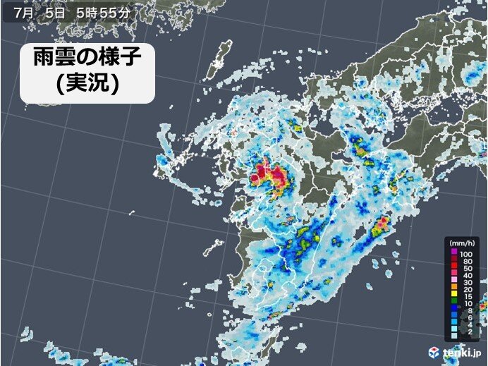 長崎県雲仙市付近で約110ミリ「記録的短時間大雨情報」